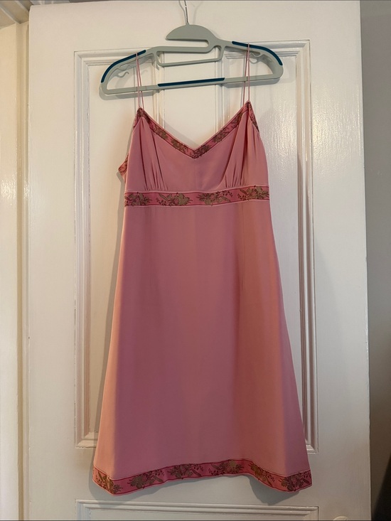 J. Crew Dresses & Skirts - J. Crew Y2K Rose Pink Satin Slip Dress with Floral Trim Vintage 1999 2000 sz 12